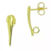 Pendientes gota 17 mm dorado con oro fino x2