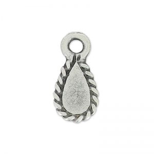 Dijes gotas 11.5 mm plateado antiguo x4