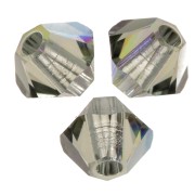 Peonzas de cristal Swarovski 5328 4 mm Diamante Negro AB x50