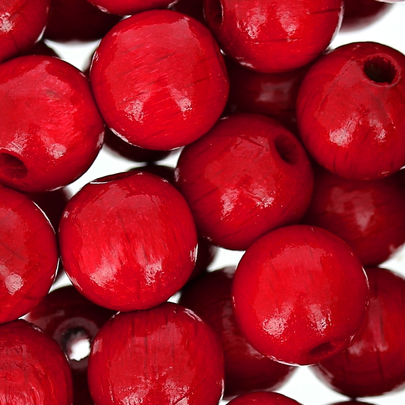 Redondas de madera 10 mm Rojox50 - Perles & Co