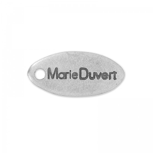 Dije personalizado ovalado 15x6 mm plateado antiguo x1000