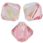 Peonzas de cristal Swarovski 5328 6 mm Light Rose AB x20