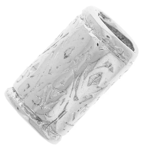 Cuenta tubo gordo agujero texturado 14x8 mm - Rodiado x1