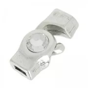 Cierre gancho para cordón plano 5 mm plateado antiguo/Crystal x1