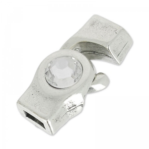 Cierre gancho para cordón plano 5 mm plateado antiguo/Crystal x1