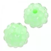 Cuenta en resina con strass 12 mm Crystal/Chrysolite x5