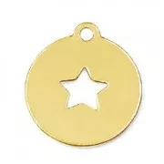 Dije medalla estrella 13 mm de Plata 925 Dorardo con oro fino x1