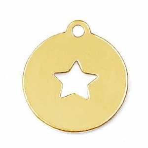 Dije medalla estrella 13 mm de Plata 925 Dorardo con oro fino x1