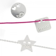 Colgante doble agujeros chance 12 mm de Plata 925 Dorado con oro fino x1