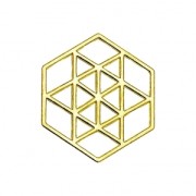 Separador hexágono 15 mm Plata 925 Dorado con oro fino x1