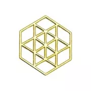 Separador hexágono 15 mm Plata 925 Dorado con oro fino x1