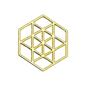 Separador hexágono 15 mm Plata 925 Dorado con oro fino x1