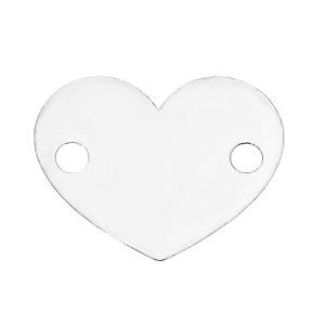 Separador corazón 2 agujeros 11.8 mm en Plata 925 x1