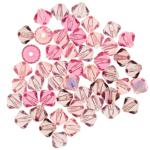 Mezcla de peonzas de cristal Swarovski 5328 4 mm Rosa x50