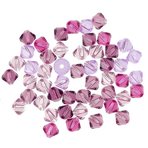 Mix de Toupies en cristal Swarovski 5328 4 mm Purple x50