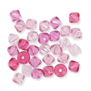 Mix de Toupies en cristal Swarovski 5328 3 mm Rosa x50