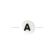 Cuenta letra de cerámica  8 mm Negro/Blanco - A x1