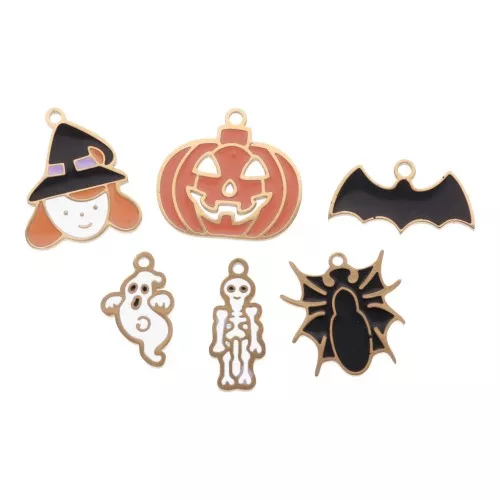 Mezcla de Dijes epoxi Halloween - Exclu Perles&Co - Acero inoxidable 304L Dorado x6