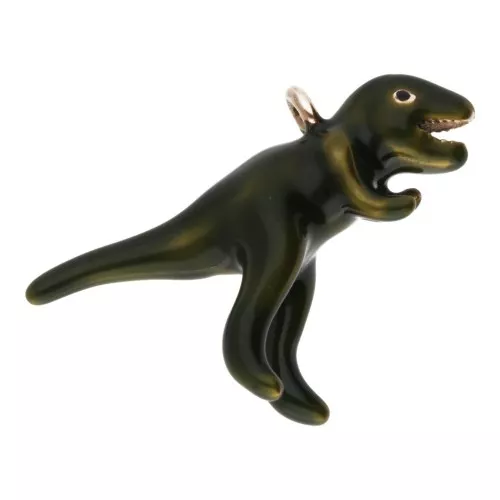 Colgante dinosaurio T-Rex 20x28 mm resina epoxi - Acero inoxidable 304L Dorado - Verde x1