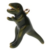 Colgante dinosaurio T-Rex 20x28 mm resina epoxi - Acero inoxidable 304L Dorado - Verde x1