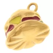 Dije de hamburguesa 18x17 mm resina epoxi - Acero inoxidable 304L Dorado - Multicolor x1