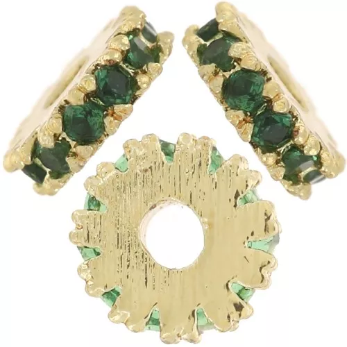 Perla redonda de 4,5 mm con óxidos de circonio - Dorado con oro fino - Verde x1