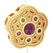 Cuenta flor motivo estrella 12 mm con óxidos de circonio - Dorado con oro fino x1|raw }}