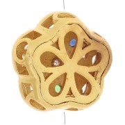 Cuenta flor motivo estrella 12 mm con óxidos de circonio - Dorado con oro fino x1