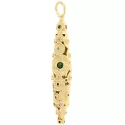 Colgante amuleto étnico tubo 45x5 mm con óxidos de circonio - Dorado con oro fino x1