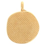 Dije redondo irregular con motivo de ojo 14 mm resina epoxi - Dorado con oro fino - Blanco