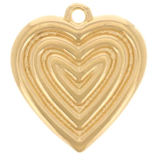 Colgante corazón 22x20 mm - Dorado con oro fino x1