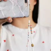 Cuenta letra de cerámica  8 mm Negro/Blanco - Y x1