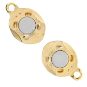 Cierre magnético ovalado efecto plisado 17x10 mm - Dorado con oro fino x1