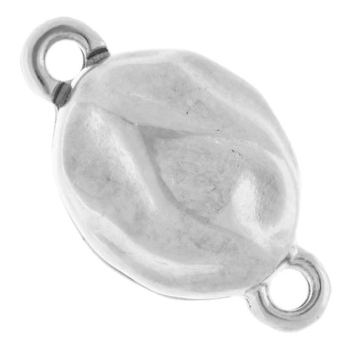 Cierre magnético ovalado efecto plisado 17x10 mm - Chapado plateado fino envejecido x1