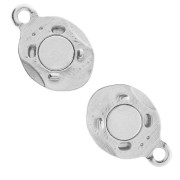 Cierre magnético ovalado efecto plisado 17x10 mm - Chapado plateado fino envejecido x1