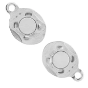 Cierre magnético ovalado efecto plisado 17x10 mm - Chapado plateado fino envejecido x1