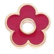 Colgante flor 11 mm con resina epoxi - Dorado con oro fino - Rojo x1