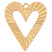 Colgante corazón hueco 32x27 mm efecto estriado - Dorado con oro fino x1|raw }}