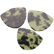 Colgante geométrico de acetato 35x45 mm - Carey - Verde oscuro - Negro