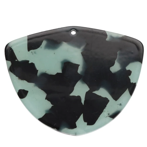 Colgante Geométrico de Acetato 35x45 mm - Azul carey - Negro x1