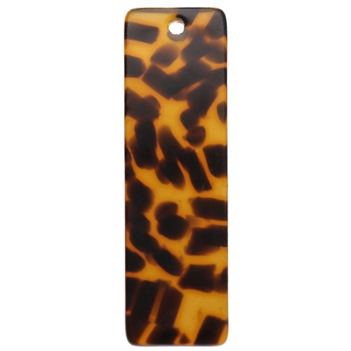 Colgante rectangular de 27 x 8 mm de acetato - Terrazzo marrón - Negro x1