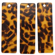 Colgante rectángulo de acetato 27x8 mm - Marrón terrazo - Negro x1