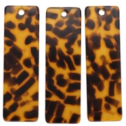 Colgante rectángulo de acetato 27x8 mm - Marrón terrazo - Negro x1