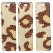 Colgante Rectángulo Acetato 27x8 mm - Beige Leopardo - Marrón x1