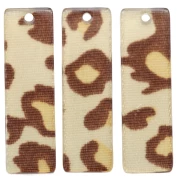 Colgante Rectángulo Acetato 27x8 mm - Beige Leopardo - Marrón x1