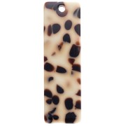 Colgante rectángulo de acetato 27x8 mm - Marrón moteado - Crema x1|raw }}