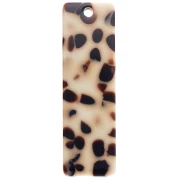 Pendentif rectangle en acétate 27x8 mm - Tacheté Marron - Crème x1