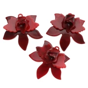 Colgante de acetato en relieve Flor 37x41 mm - Rojo jaspeado - Negro x1