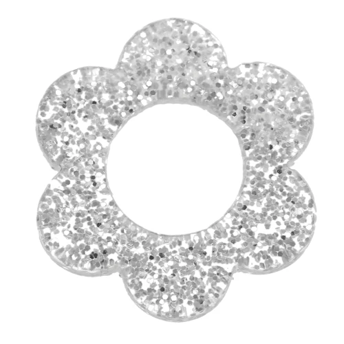 Colgante Flor Acrílico 14 mm - Plateado Brillo x1