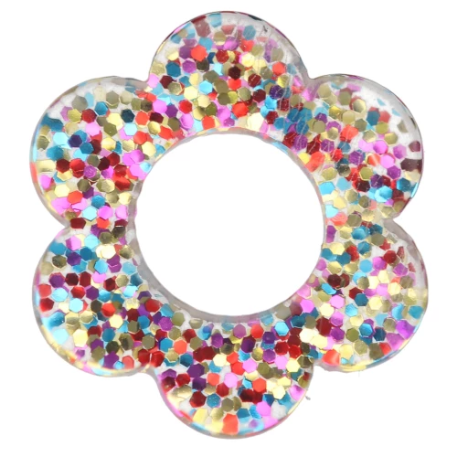 Colgante Flor Acrílico 14 mm - Purpurina Multicolor x1